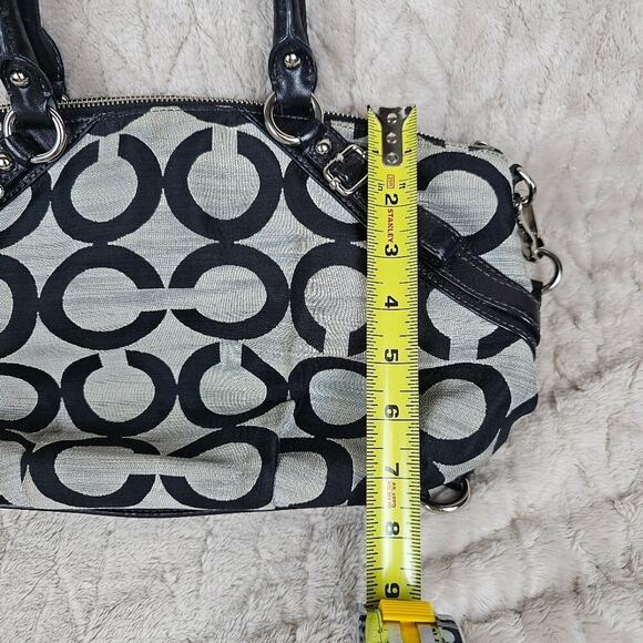 Coach Madison Op Art Shantung Sophia Satchel Black Gray Preppy Convertible - Picture 2 of 7